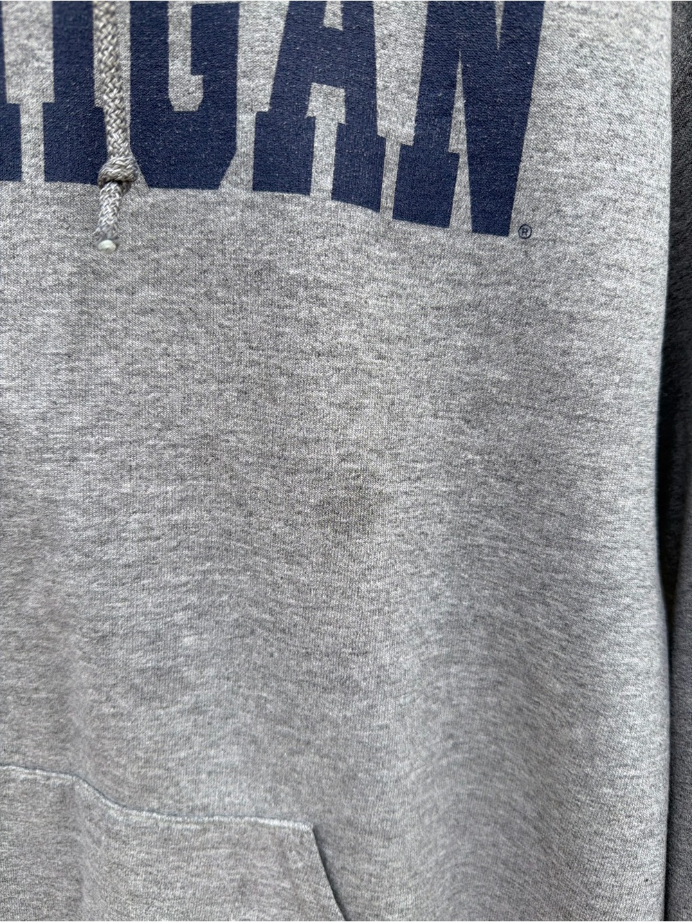 Jerzees Gray Hoodie with Navy Michigan Print - Picture 3 of 4